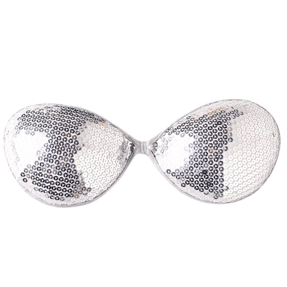 Sequin Adhesive Bra Strapless Backless Silver